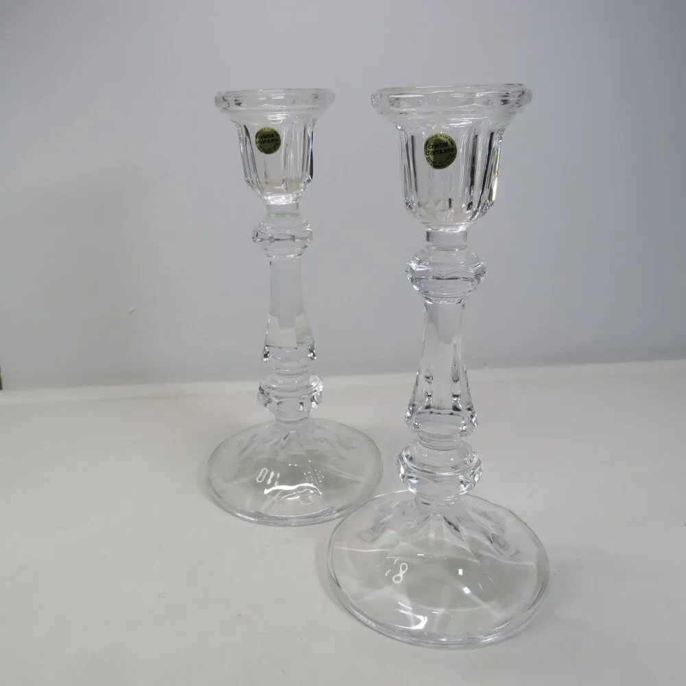Lead Crystal Candlestick Holders (2) Cristal d'Arques 8.25